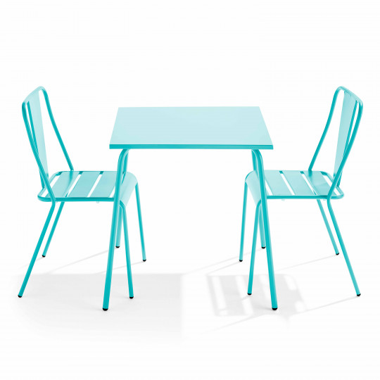 Table de terrasse bistrot carrée en métal 70x70 cm et 2 chaises | Mobeventpro