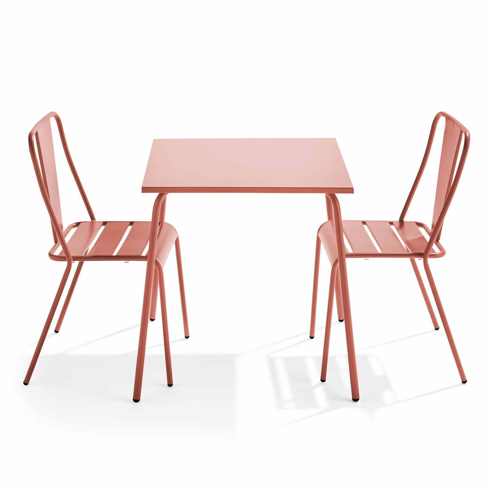 Table de jardin carrée et 2 chaises en acier thermolaqué