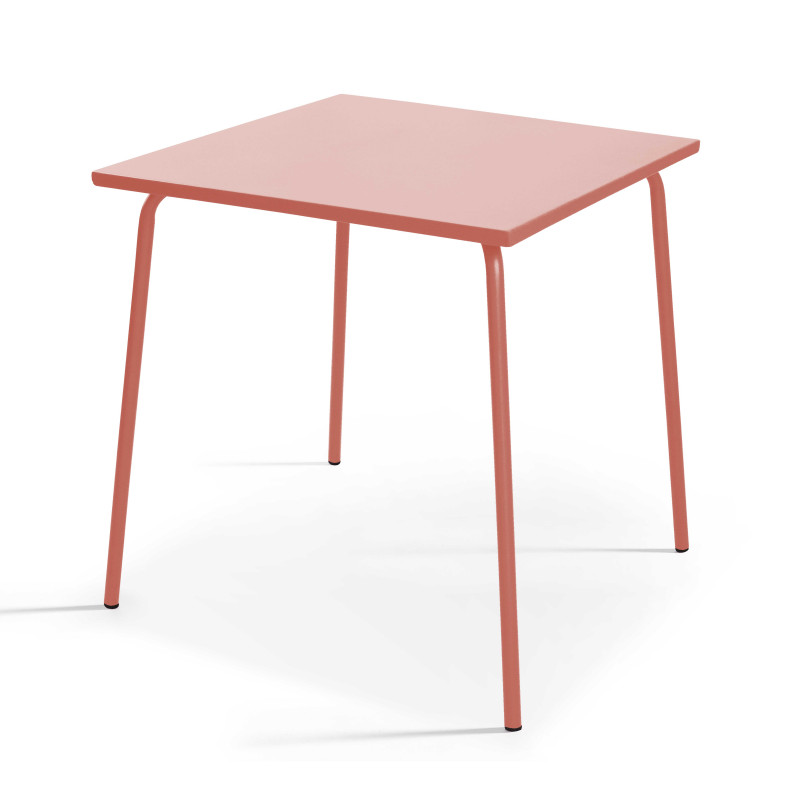 Table de jardin carrée et 2 chaises en acier thermolaqué