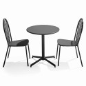 Ensemble table bistrot inclinable Ø70cm et 2 chaises en métal