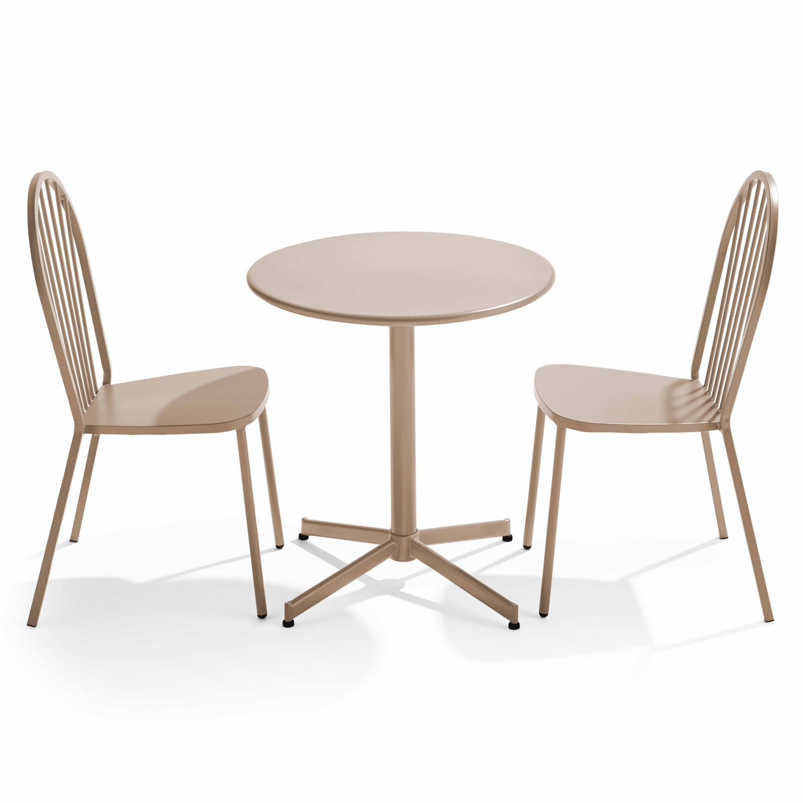 Ensemble table bistrot inclinable Ø70cm et 2 chaises en métal