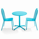 Ensemble table bistrot inclinable Ø70cm et 2 chaises en métal