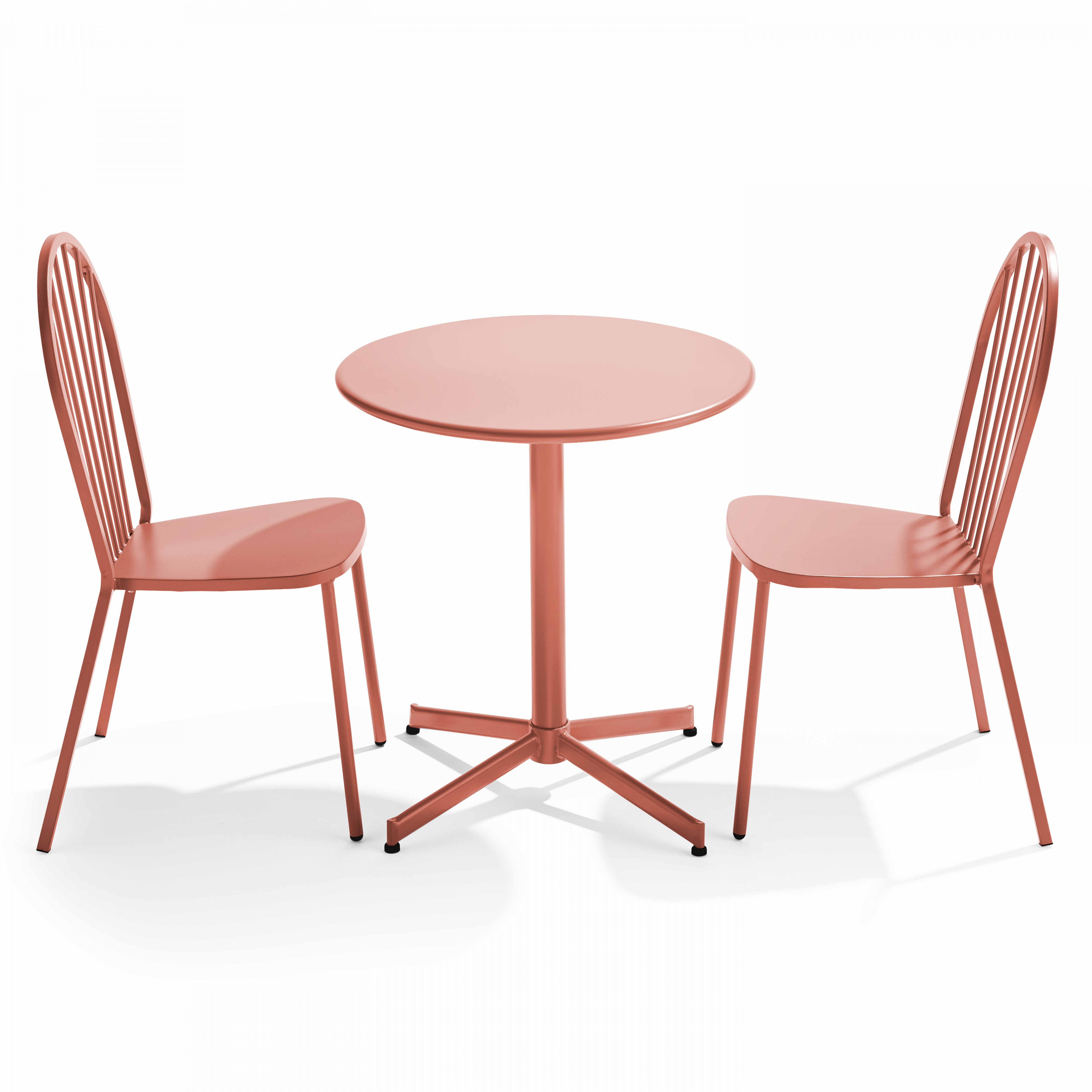 Table de terrasse bistrot ronde inclinable en métal Ø70 cm et 2 chaises