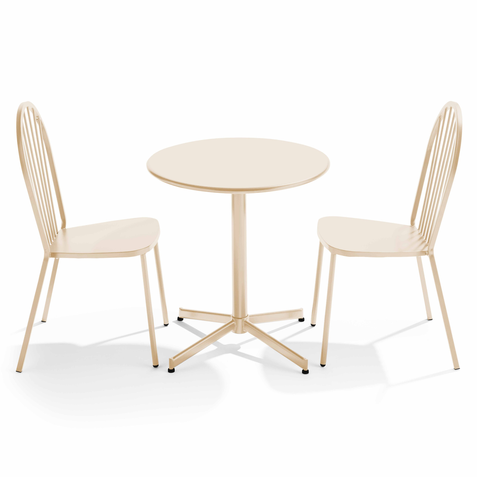 Ensemble table bistrot inclinable Ø70cm et 2 chaises en métal