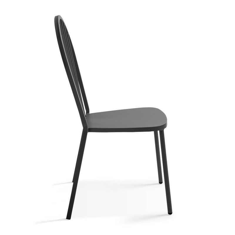 Ensemble table bistrot inclinable Ø70cm et 2 chaises en métal