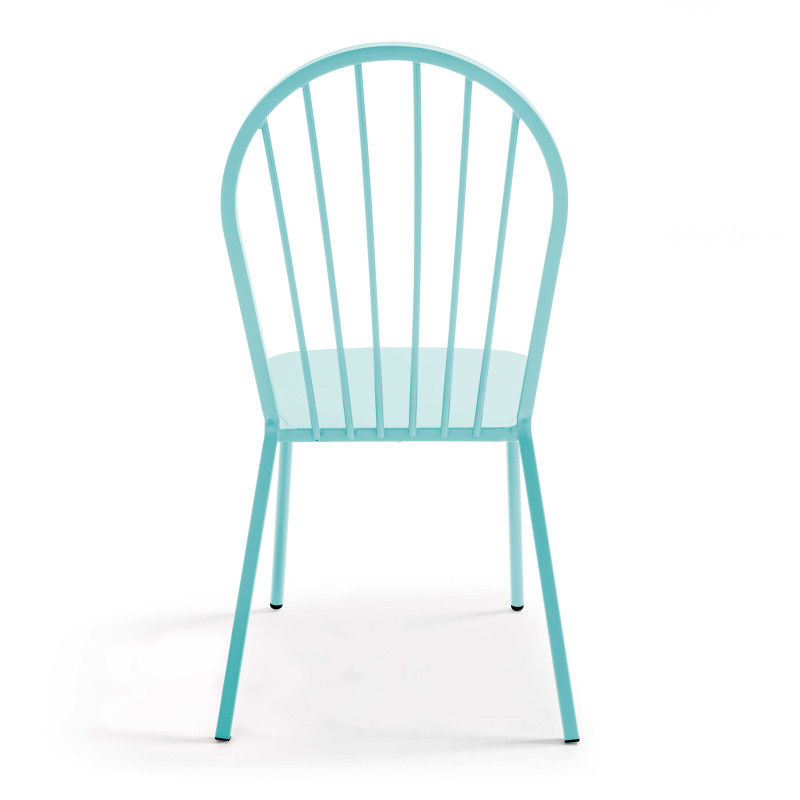 Ensemble table bistrot inclinable Ø70cm et 2 chaises en métal (7/9)