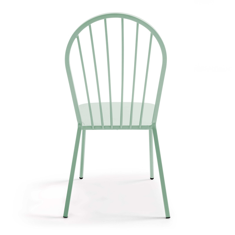 Ensemble table bistrot inclinable Ø70cm et 2 chaises en métal (7/9)