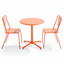 Ensemble table avec plateau rond inclinable et 2 chaises en métal