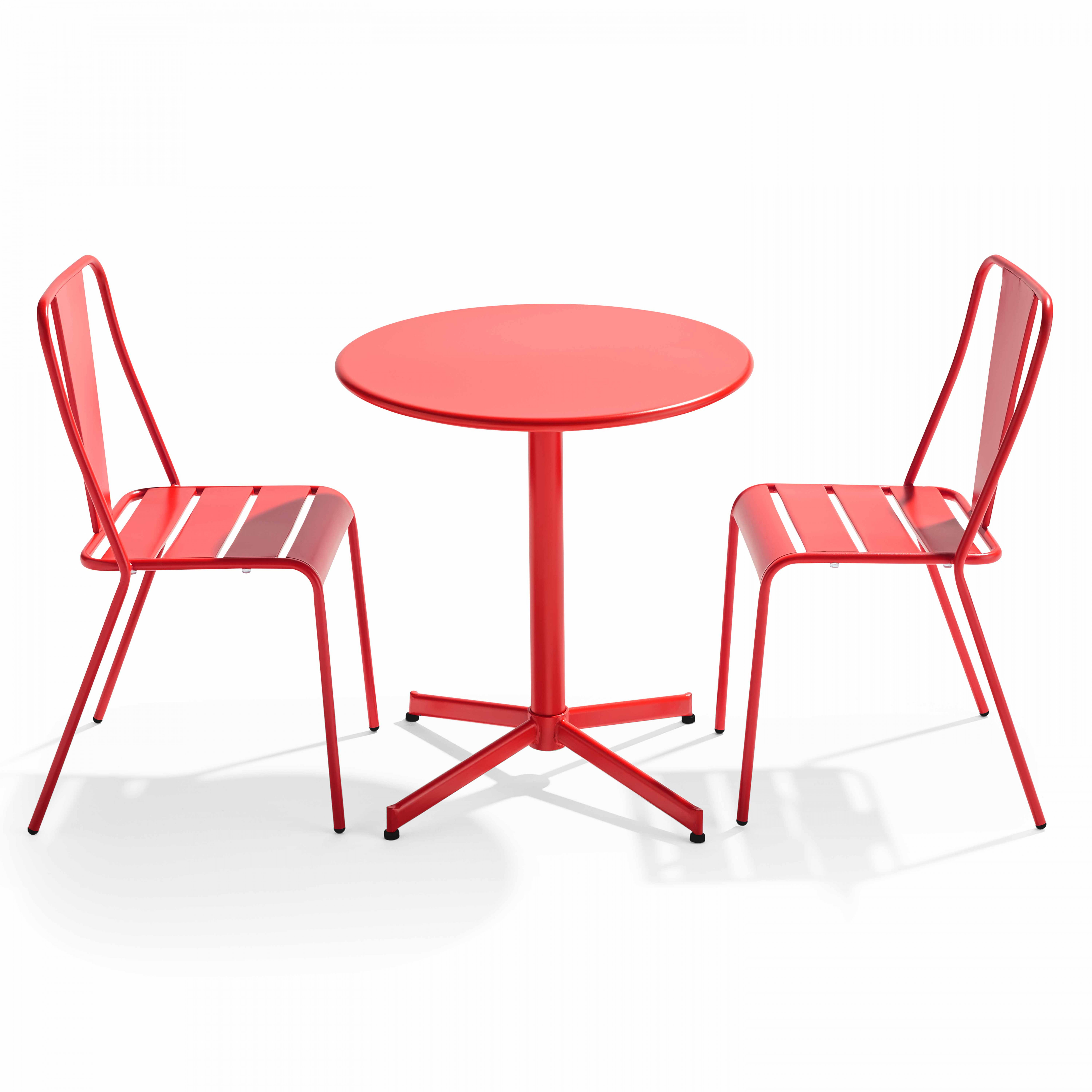 Table de terrasse bistrot ronde inclinable en métal Ø70 cm et 2 chaises
