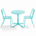 Ensemble table avec plateau rond inclinable et 2 chaises en métal