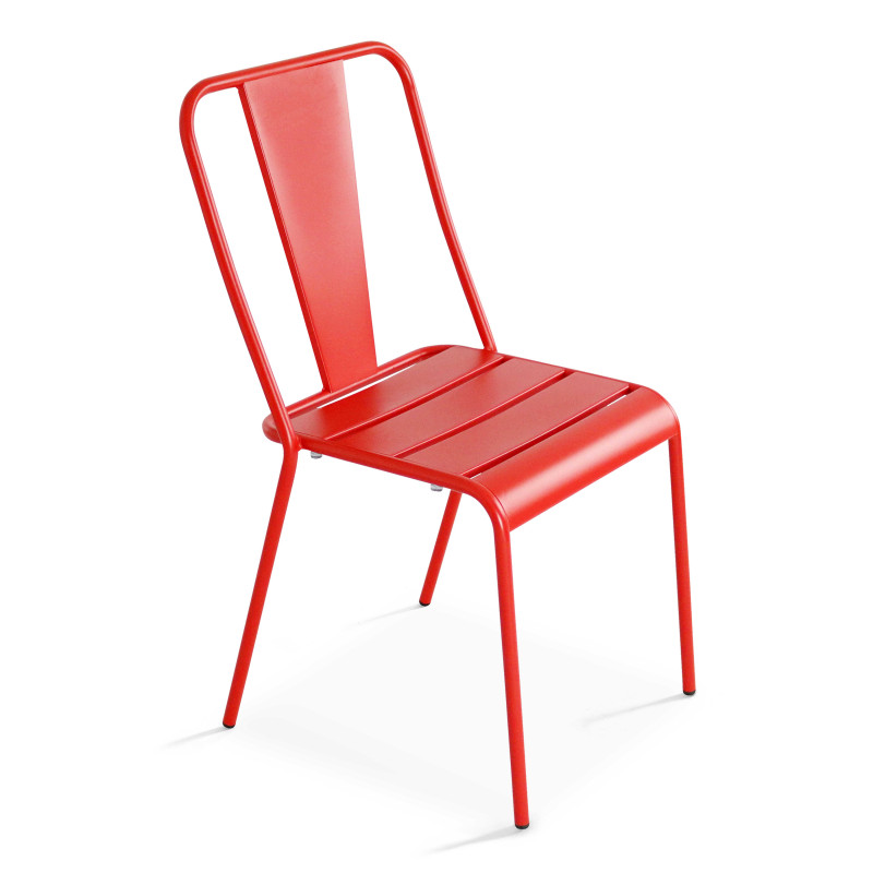 Ensemble table avec plateau rond inclinable et 2 chaises en métal (4/7)