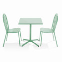 Ensemble table carrée 70 x 70 x 72 cm et 2 chaises bistrot