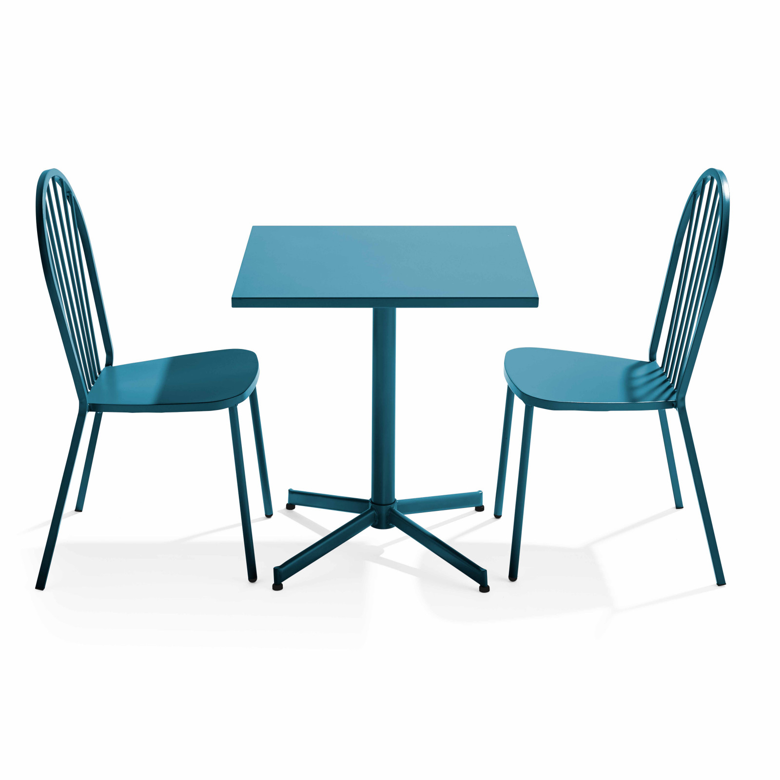 Ensemble table carrée 70 x 70 x 72 cm et 2 chaises bistrot