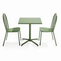 Ensemble table carrée 70 x 70 x 72 cm et 2 chaises bistrot