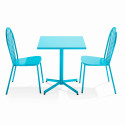 Ensemble table carrée 70 x 70 x 72 cm et 2 chaises bistrot