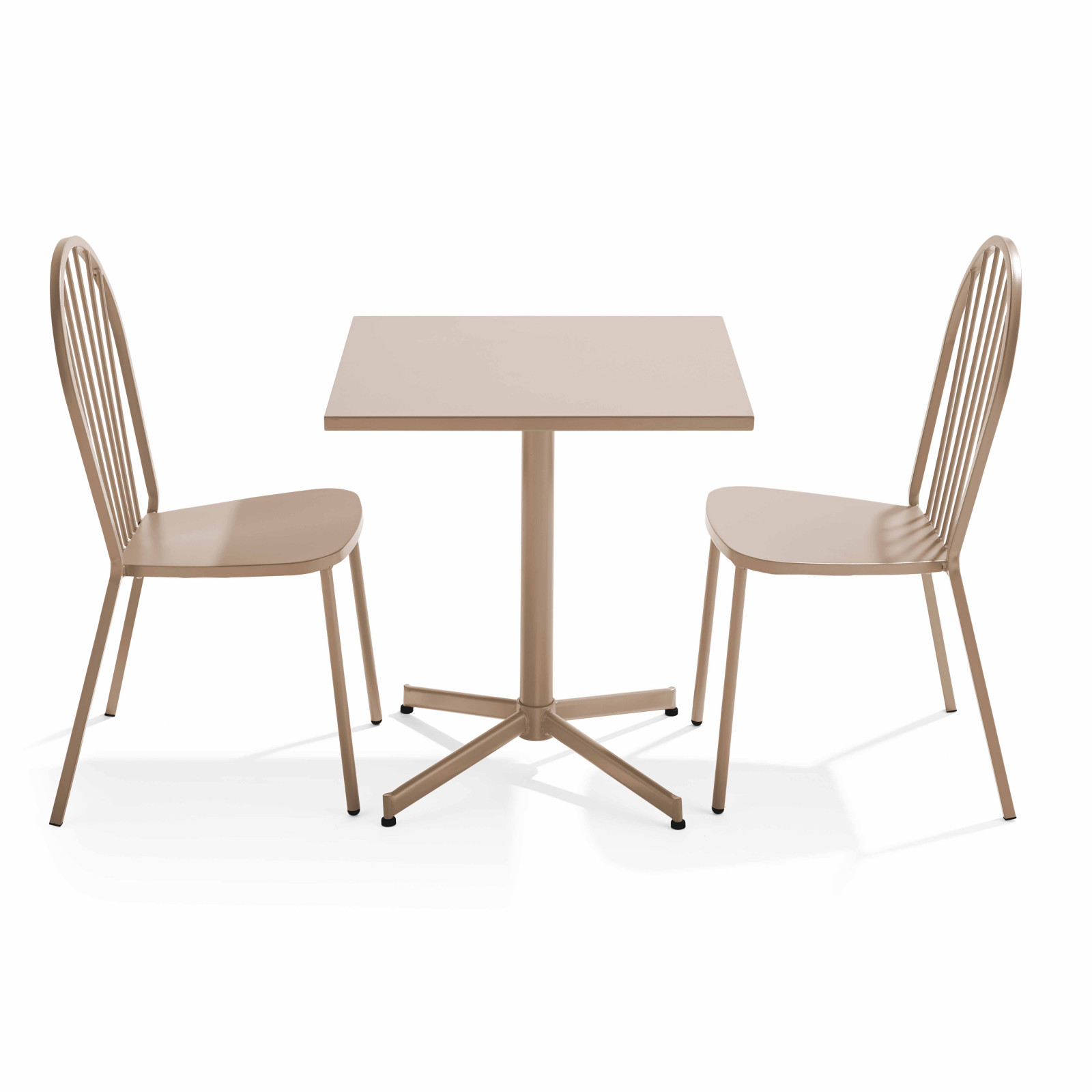 Ensemble table carrée 70 x 70 x 72 cm et 2 chaises bistrot