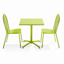 Ensemble table carrée 70 x 70 x 72 cm et 2 chaises bistrot