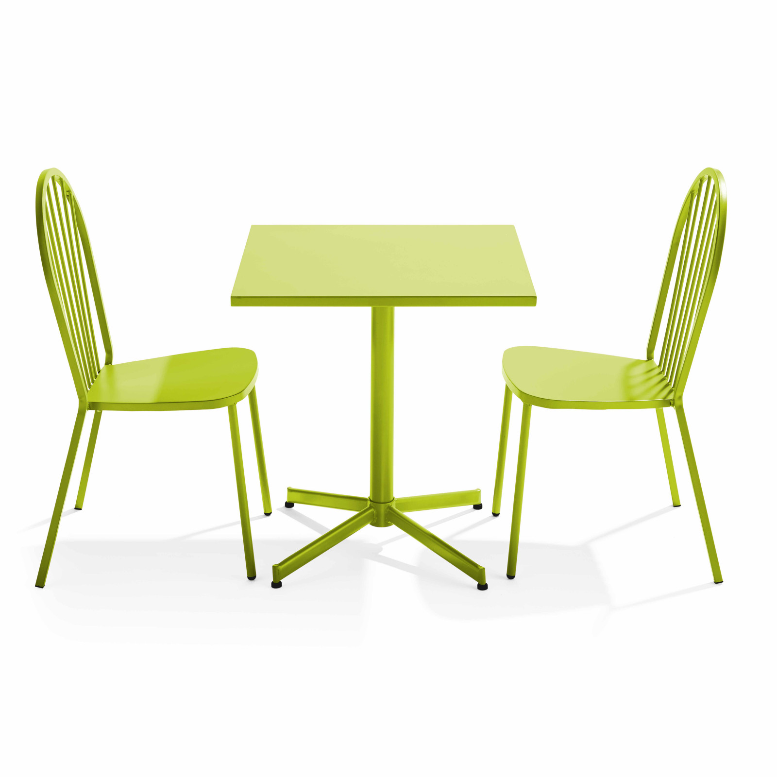 Ensemble table carrée 70 x 70 x 72 cm et 2 chaises bistrot