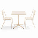 Ensemble table carrée inclinable 70 x 70 cm et 2 chaises en métal