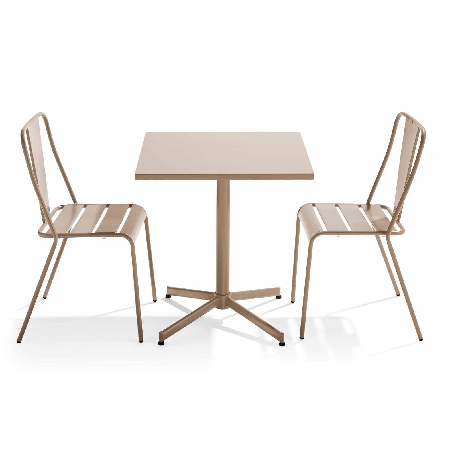 Ensemble table carrée inclinable 70 x 70 cm et 2 chaises en métal