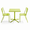 Ensemble table carrée inclinable 70 x 70 cm et 2 chaises en métal