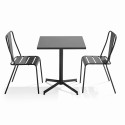 Ensemble table carrée inclinable 70 x 70 cm et 2 chaises en métal