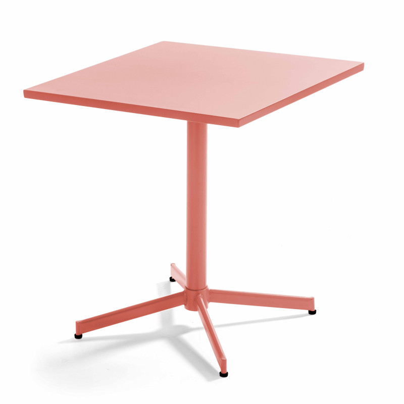 Ensemble table carrée inclinable 70 x 70 cm et 2 chaises en métal