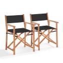 Lot de 2 chaises pliantes en bois d'eucalyptus + textilène