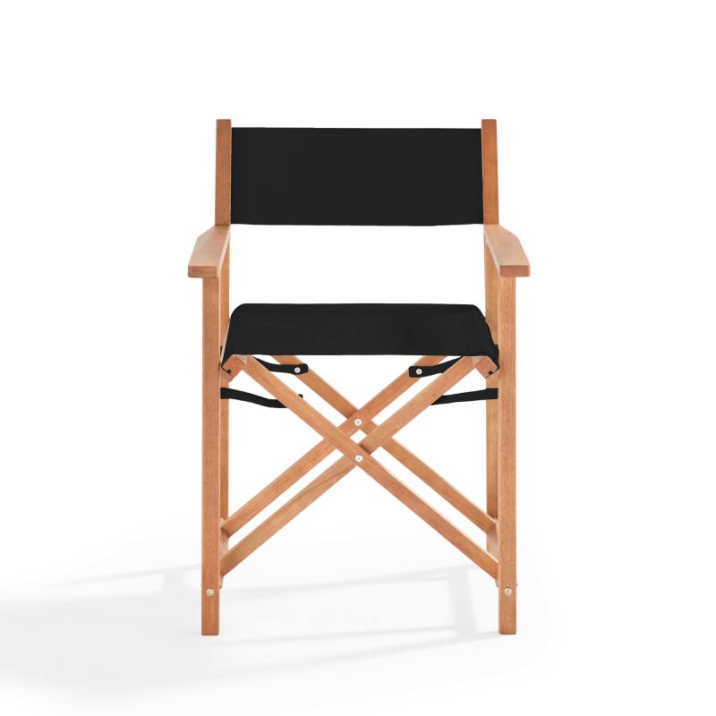 Lot de 2 chaises pliantes en bois d'eucalyptus + textilène