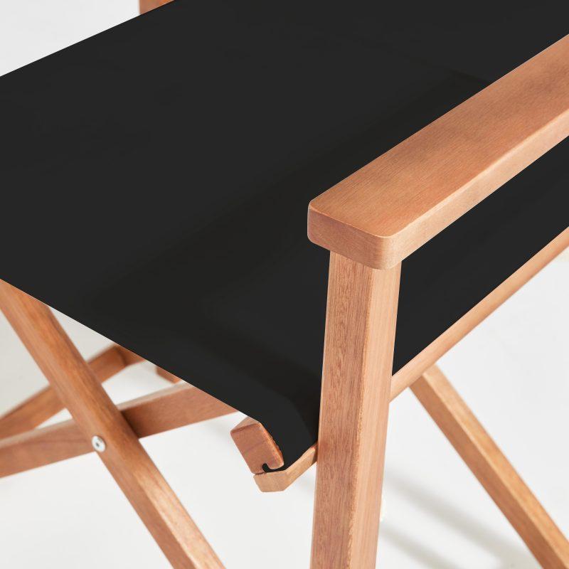 Lot de 2 chaises pliantes en bois d'eucalyptus + textilène