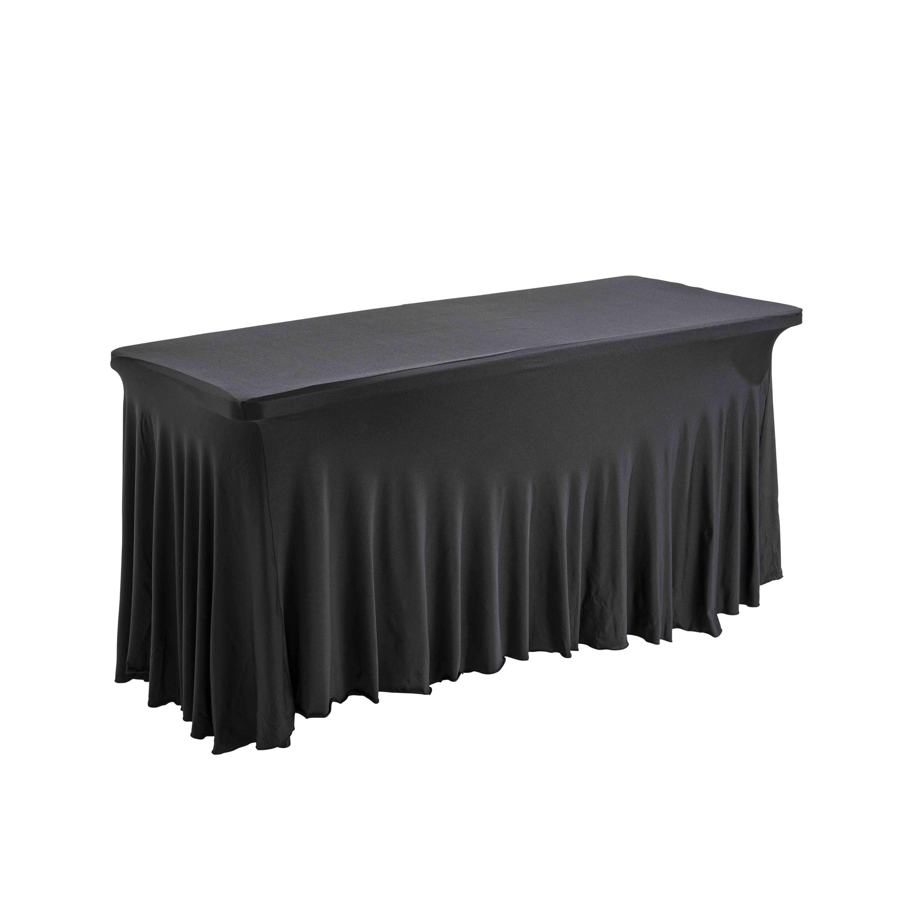 Nappe noire élastique de 162cm drapée pour table pliante