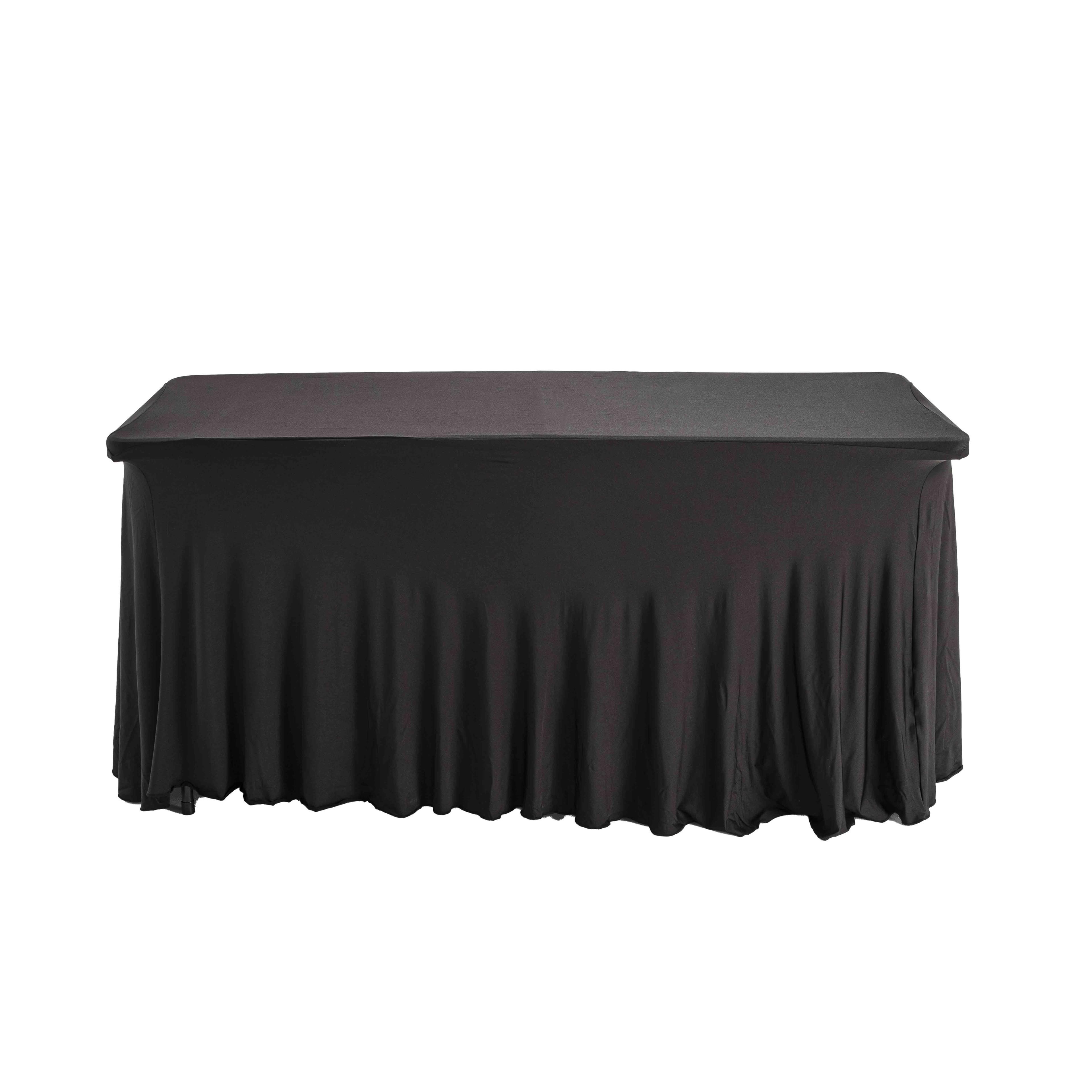 Nappe noire élastique de 162cm drapée pour table pliante