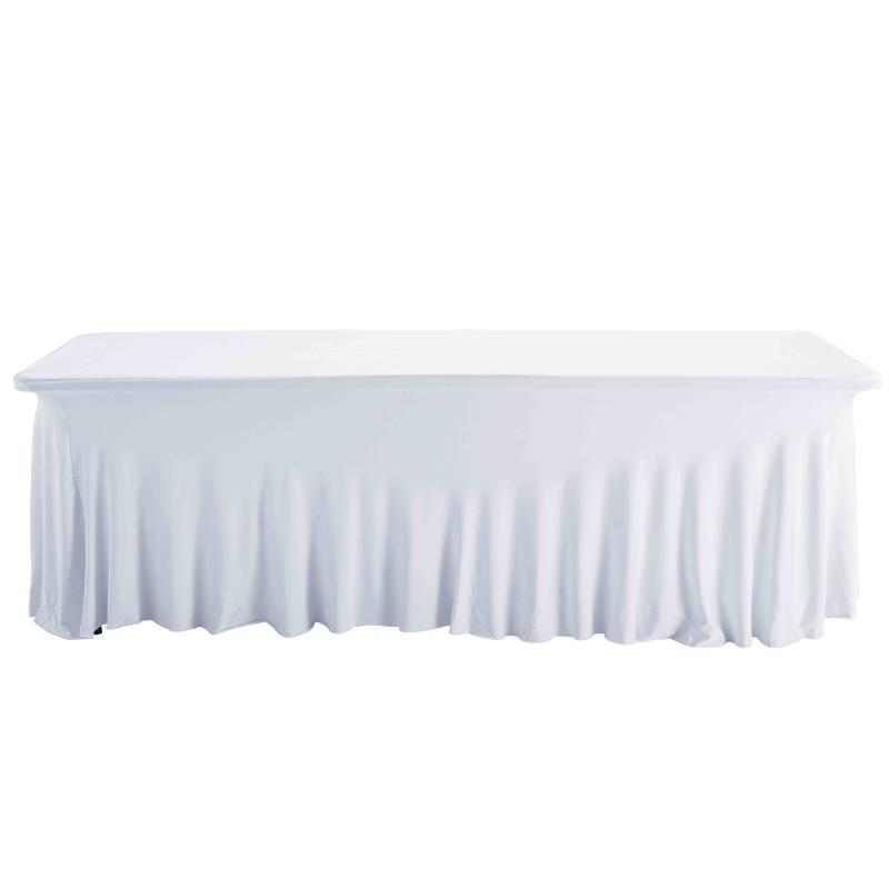 Nappe élastique blanche 244 cm drapée pour table pliante