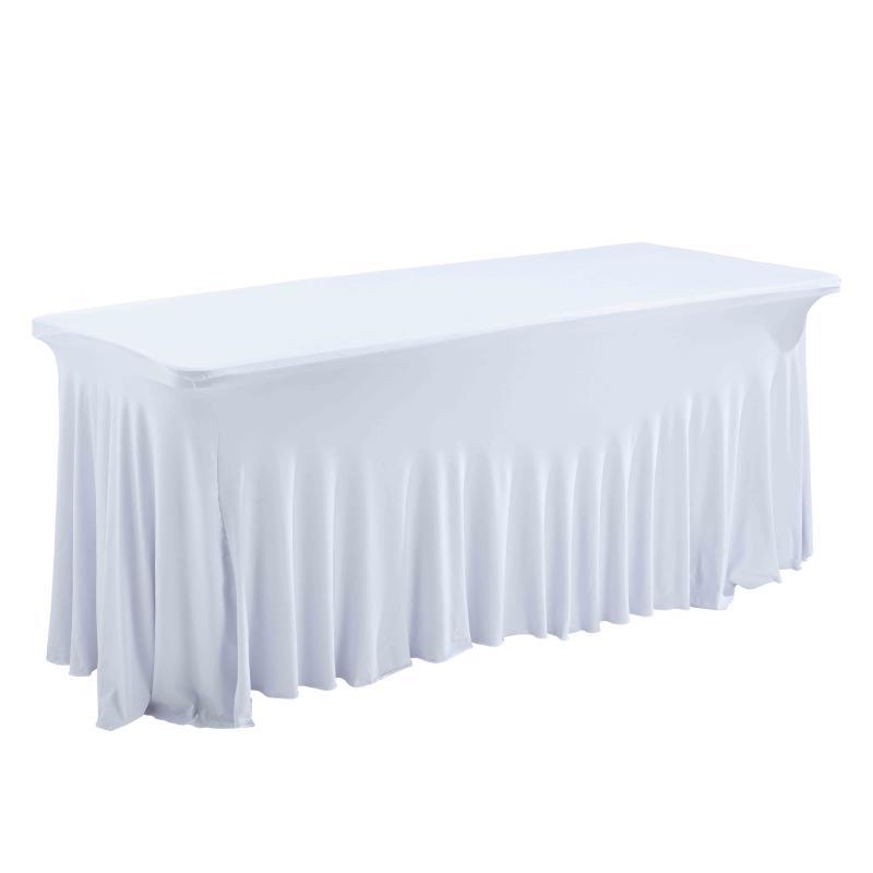 Nappe blanche élastique 180 cm drapée pour table pliante