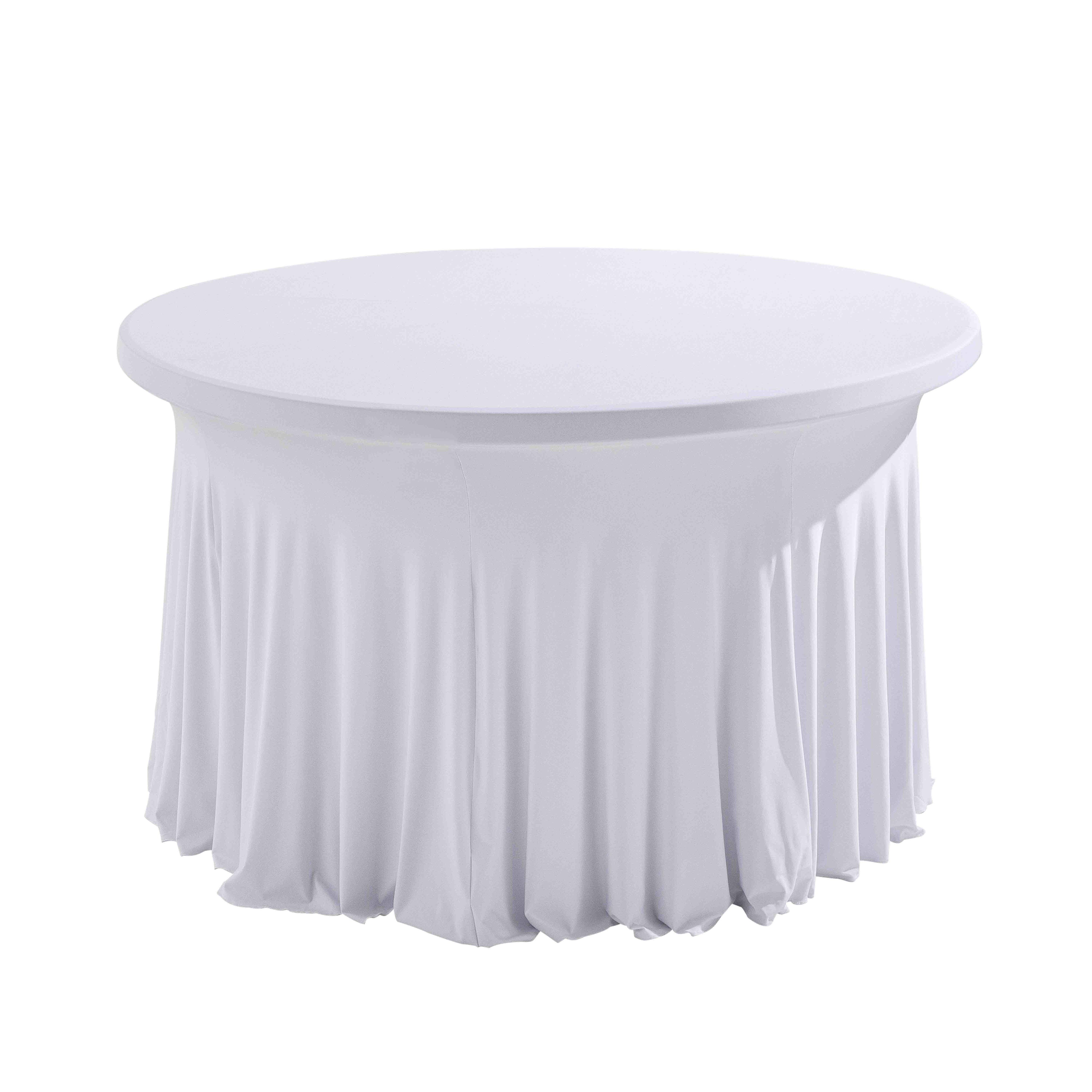 Nappe housse élastique pour table ronde 150cm blanche - Elasthanne