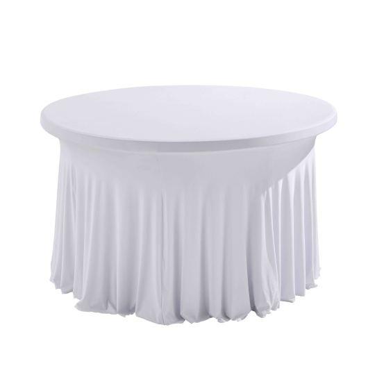 Nappe housse élastique pour table ronde 150cm blanche
