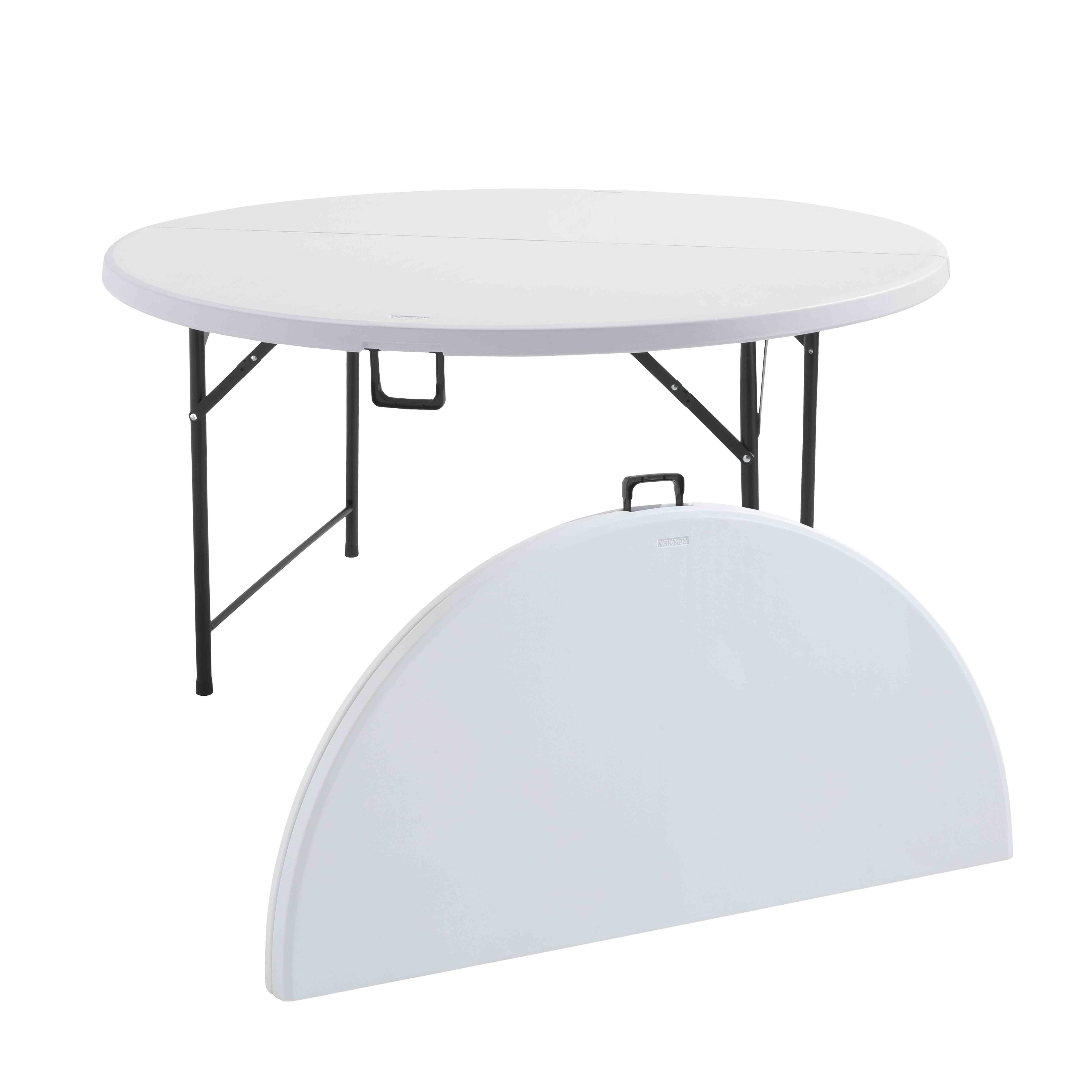 Table pliante ronde Ø150 cm en plastique PEHD 6 places format valise