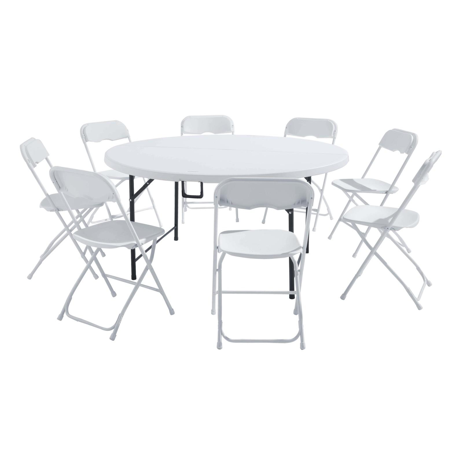 Table ronde et chaises pliantes 8 places 150cm PEHD