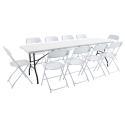 Table et chaises pliantes 10 places 244cm PEHD