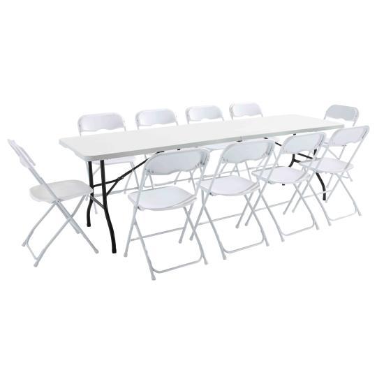 Table ronde et chaises pliantes 8 places 150cm pehd, MOBEVENTPRO