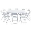 Table ronde et chaises pliantes 10 places 180cm PEHD