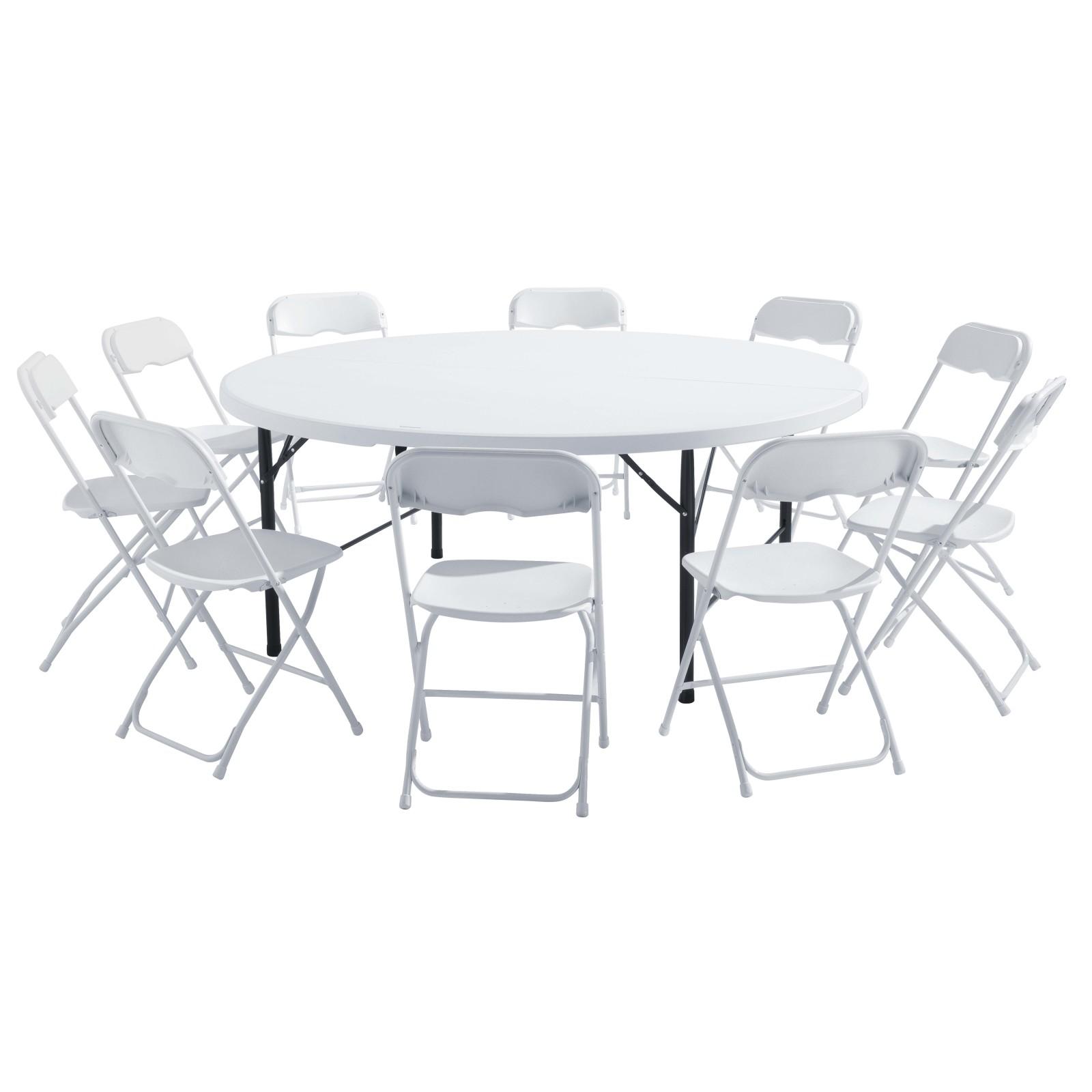 Table ronde et chaises pliantes 10 places 180cm PEHD Table ronde et chaises pliantes 10 places 180cm PEHD