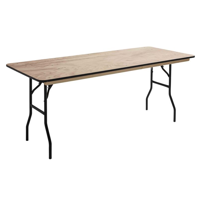 Table 180 cm en bois avec pieds rabattables en acier noir