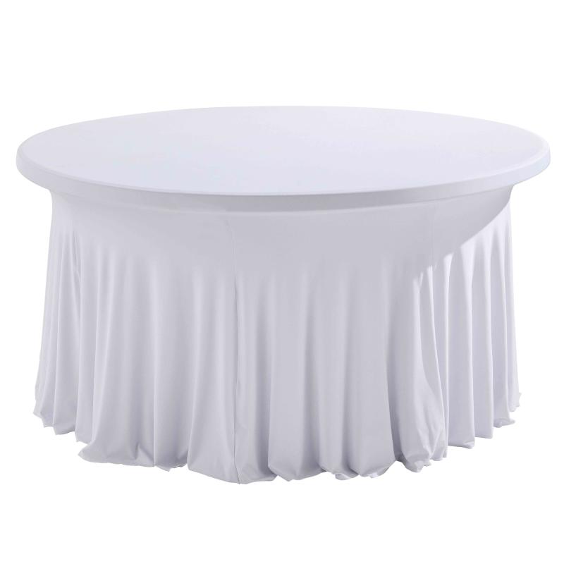 Nappe housse blanche élastique table ronde 180cm