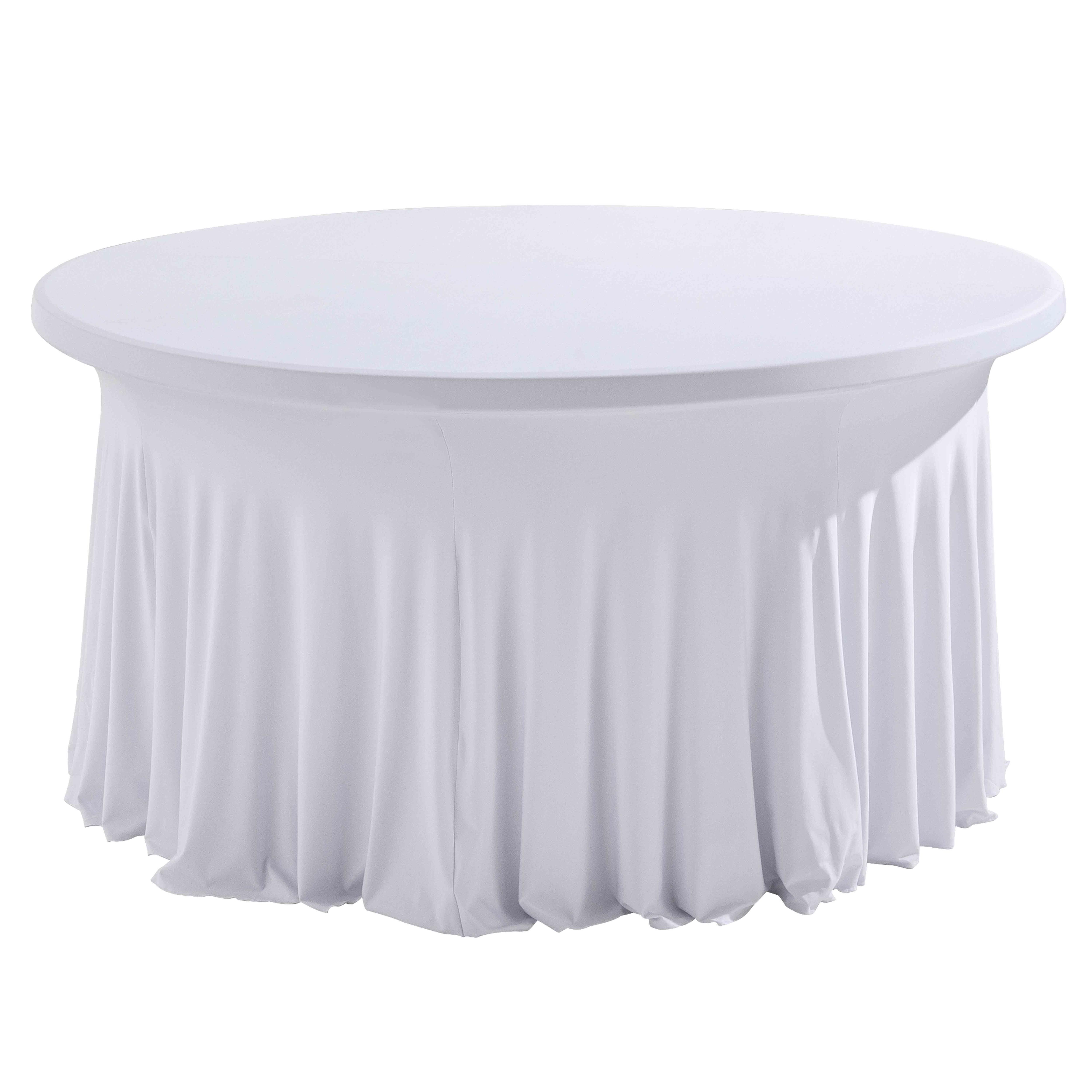 Nappe housse blanche élastique table ronde 180cm - Elasthanne