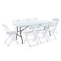 Table pliante et 8 chaises 183cm MONOBLOC