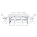 Table pliante et 8 chaises 183cm MONOBLOC