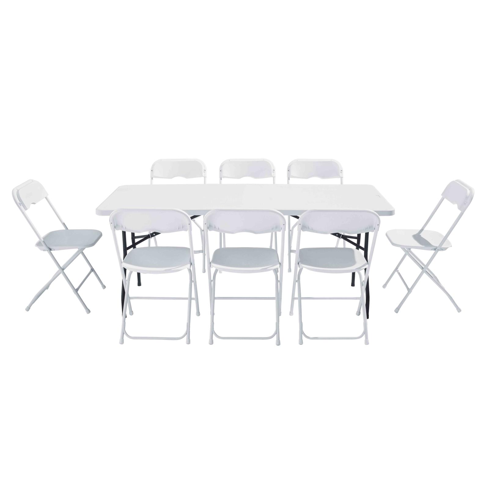 Table pliante et 8 chaises 183cm MONOBLOC