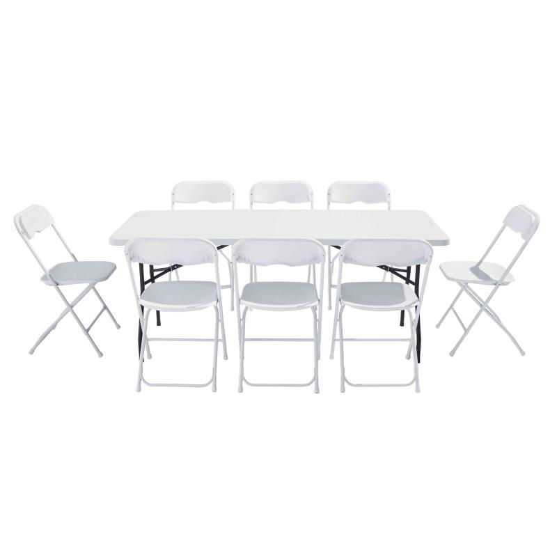 Table pliante et 8 chaises 183cm MONOBLOC