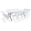 Table monobloc et chaises pliantes 10 places 200cm PEHD